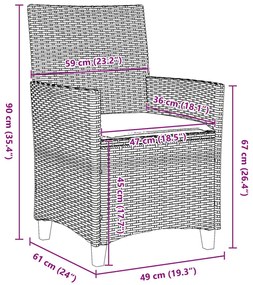 7 részes kert étkező szett párnákkal Bézs Poli Rattan