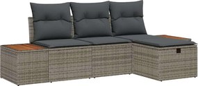 vidaXL Kerti Kanapé Szett párnával tárolóval 4 pcs Szürke polirattan