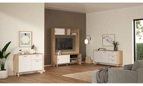 Fehér-natúr színű komód tölgyfa dekorral 99x73x39 cm Ikast – Tvilum