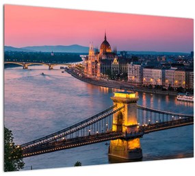 Kép - panoráma a városra, Budapest, Magyarország (üvegen) (70x50 cm)
