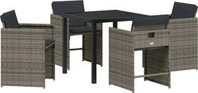 vidaXL Kert étkező szett 5 pcs Szürke polirattan