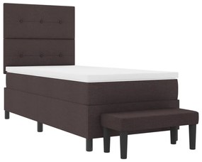 Box Spring Ágy Matraccal és Padlóval Sötétbarna 80x200 cm Szövet