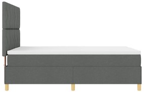 Boxrugós ágy fejtámlával Sötétszürke 160 x 200 cm szövet
