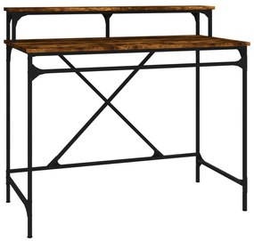füstös tölgy színű szerelt fa és vas íróasztal 100 x 50 x 90 cm