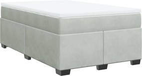 vidaXL világosszürke bársony rugós ágy matraccal 120 x 190 cm