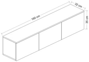 Fehér-natúr színű TV-állvány tölgyfa dekorral 160x35x32 cm Neon – Kalune Design