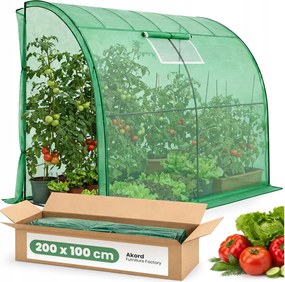 Kerti üvegház fali fólia alagút 1D1OK Zöld 100x200x210 Akd