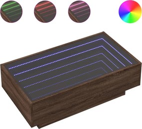 vidaXL barna tölgy szerelt fa dohányzóasztal LED-del 90 x 50 x 30 cm