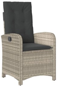 2 db világosszürke polyrattan dönthető kerti szék párnákkal