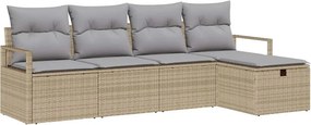 vidaXL Kerti Kanapé Szett párnával tárolóval 5 pcs Bézs Poli rattan