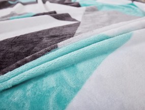 Mikroplüss lapok Triangulo türkiz 200x140cm+90x70cm TiaHome