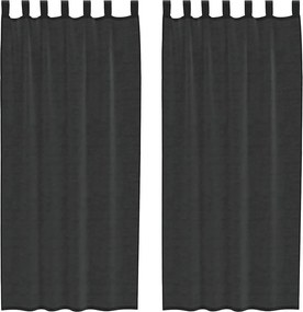 vidaXL 2 db fekete fátyolfüggönyök fülecske tetejével 140x260 cm