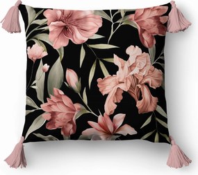 Párnahuzat 45x45 Panama Rojtokkal Korall Írisz Virágok 5397B