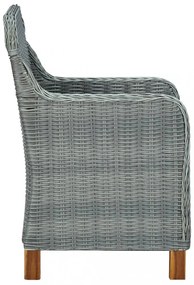 2 db világosszürke polyrattan kerti szék párnával