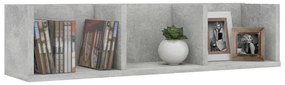 betonszürke szerelt fa CD-tartó fali polc 75 x 18 x 18 cm