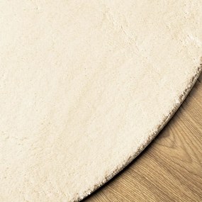 HUARTE krémszínű rövid szálú puha és mosható szőnyeg Ø 80 cm