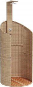 vidaXL bézs polyrattan és akácfa kültéri zuhanyzó 100x100x241,5 cm