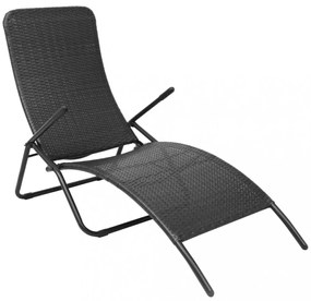 fekete összecsukható polyrattan napozóágy