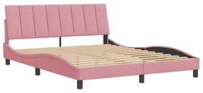 rózsaszín bársony ágykeret matrac nélkül Hanko 160 x 200 cm