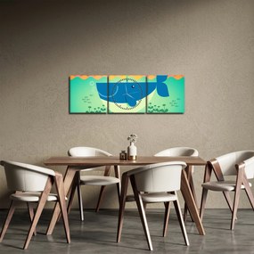 Kép - boldog bálna (órával) (90x30 cm)