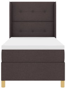Felnyitható Boxspring Ágy Matracra &amp; LED Fekete Barna 80x200 cm Szövet