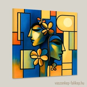 Absztrakt kétarcú kompozíció falikép – modern harmónia 40x40cm