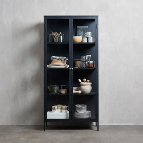 Fekete fém tálalószekrény 90x190 cm Carmel – Unique Furniture