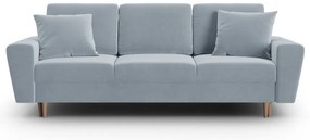 Világoskék bársony kinyitható tárolóhelyes kanapé 235 cm Kyoto – Cosmopolitan Design