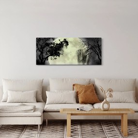 Kép - Telihold a felszín felett, fekete-fehér változat (120x50 cm)
