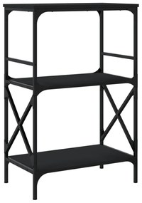 3 szintes fekete szerelt fa könyvespolc 59 x 35 x 90,5 cm