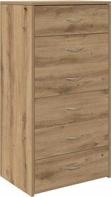 vidaXL tálalószekrény 6 fiókkal Kézműves tölgy 50x34x96 cm műszaki fa