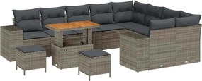 vidaXL Kerti Kanapé Szett párnával tárolóval párnával 12 pcs Szürke