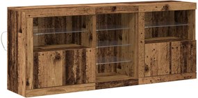 vidaXL LED tálaló LED -es lámpákkal Öreg fa 162 x 37 x 67 cm Faanyag
