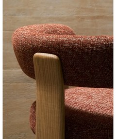 Natúr színű-terrakotta színű kőrisfa karfás étkezőfotel Granite – Kave Home