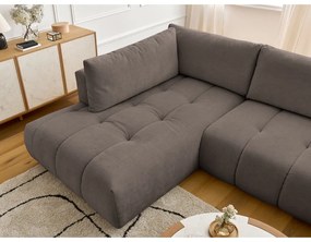 Szürkésbarna kinyitható-tárolóhelyes sarokkanapé (bal oldali-U alakú) Fuji – Bobochic Paris