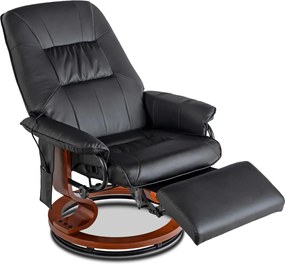 Forgó masszázsfotel fűtéssel fekete műbőr – WEST