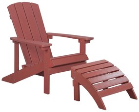 Piros kerti szék lábtartóval ADIRONDACK Beliani