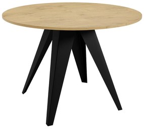 Asztal Oswego 114Fekete, Lándzsa tölgy, 76cm, Hosszabbíthatóság, Laminált forgácslap, Fém