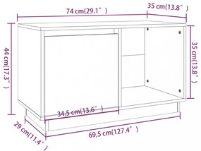 fekete tömör fenyőfa TV-szekrény 74x35x44 cm