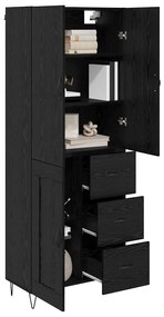 Magasfiú fiókkal 2 pcs Fekete tölgy RÉtegelt fa és üveg