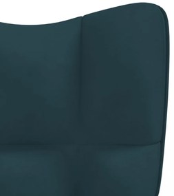 vidaXL kék bársony pihenőfotel lábtartóval
