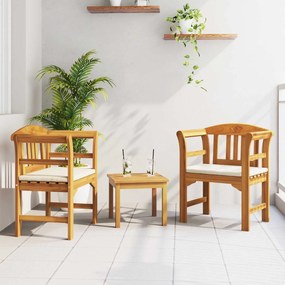 vidaXL Kerti rózsa fotel szett párnával 3 pcs Tömör Akácfa