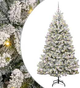 vidaXL Mű karácsonyfa 300 LED-del Zöld és Fehér 240 cm PVC és fém