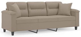 3 személyes tópszínű mikroszálas szövetkanapé párnákkal 180 cm