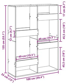 fekete szerelt fa térelválasztó 100 x 33 x 135 cm