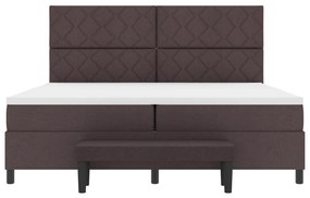 Box Spring ágy matraccal és padról sötétbarna 200x200 cm szövet