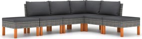 vidaXL 6 részes szürke polyrattan kerti ülőgarnitúra párnákkal