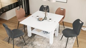 Mazzoni BRAWO Fehér - NYITHATÓ/MAGASÍTHATÓ DOHÁNYZÓASZTAL POLCCAL ÉTKEZŐASZTALKÉNT IS HASZNÁLHATÓ