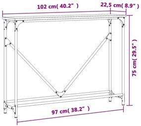 füstös tölgy színű szerelt fa tálalóasztal 102x22,5x75 cm