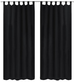 vidaXL 2 db fekete mikroszatén függöny karikákkal 140 x 245 cm